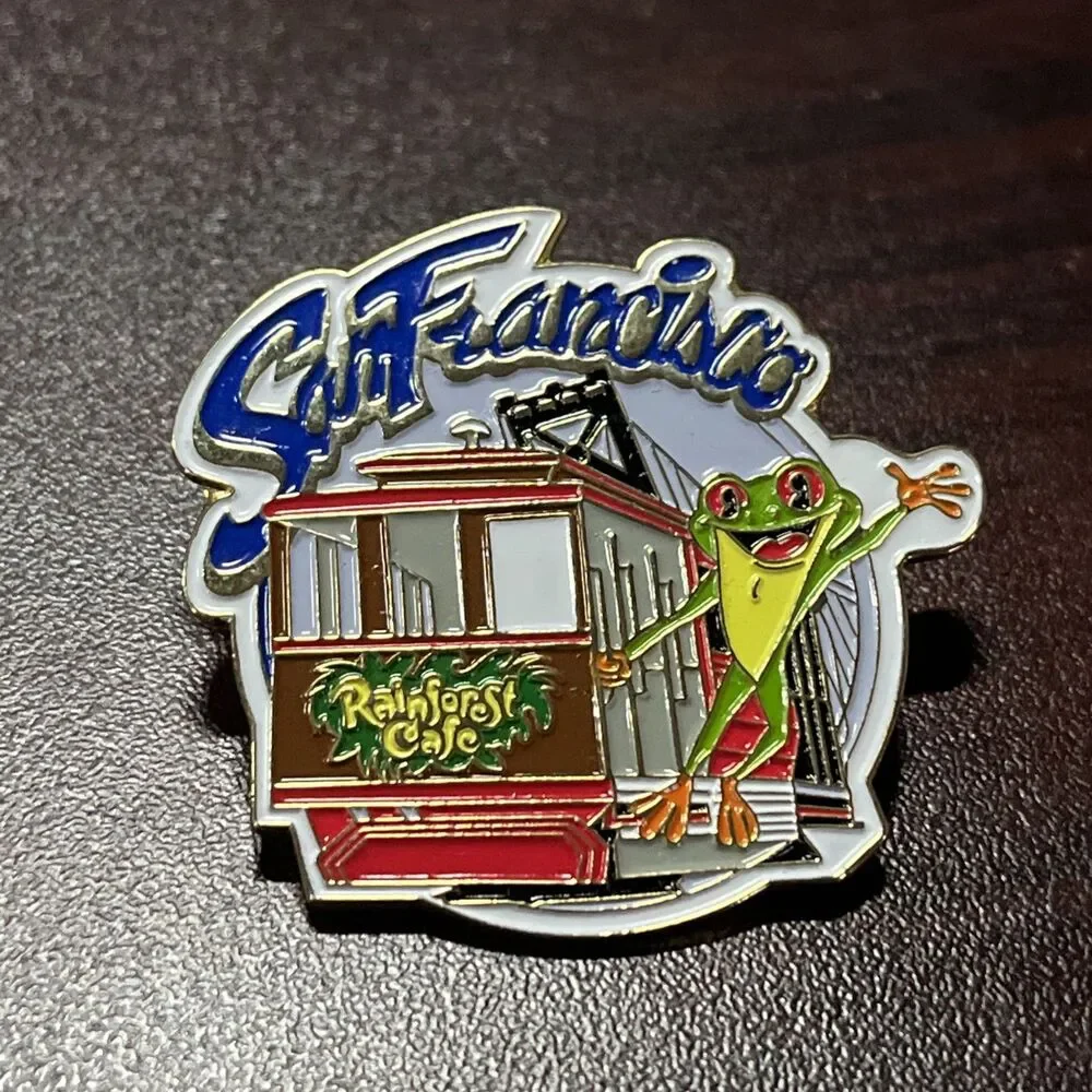 Rainforest Cafe San Francisco Cha! Cha! Tree Frog Mascot Cable Car Lapel Hat Pin